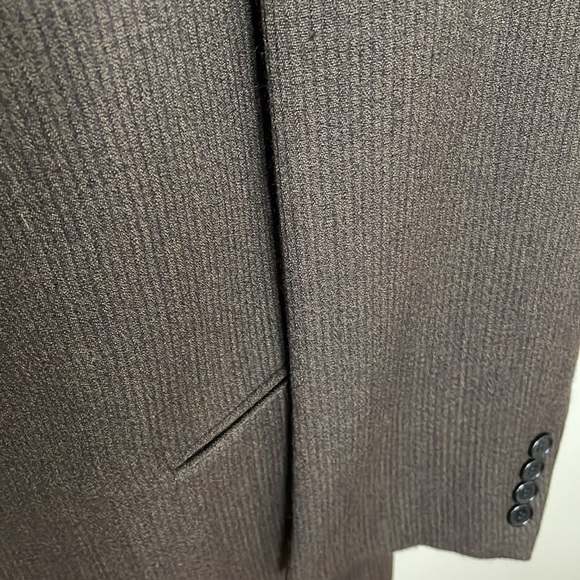 DONNA KARAN Mens 40R 100% Wool Italian Made 3 Button Brown Stripe Blazer Teacher - Picture 4 of 11